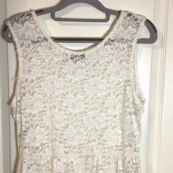 Papillon Womens White Lace Sheer Sleeveless Top High-Low Beach Swimsuit Cover-up - Picture 5 of 9